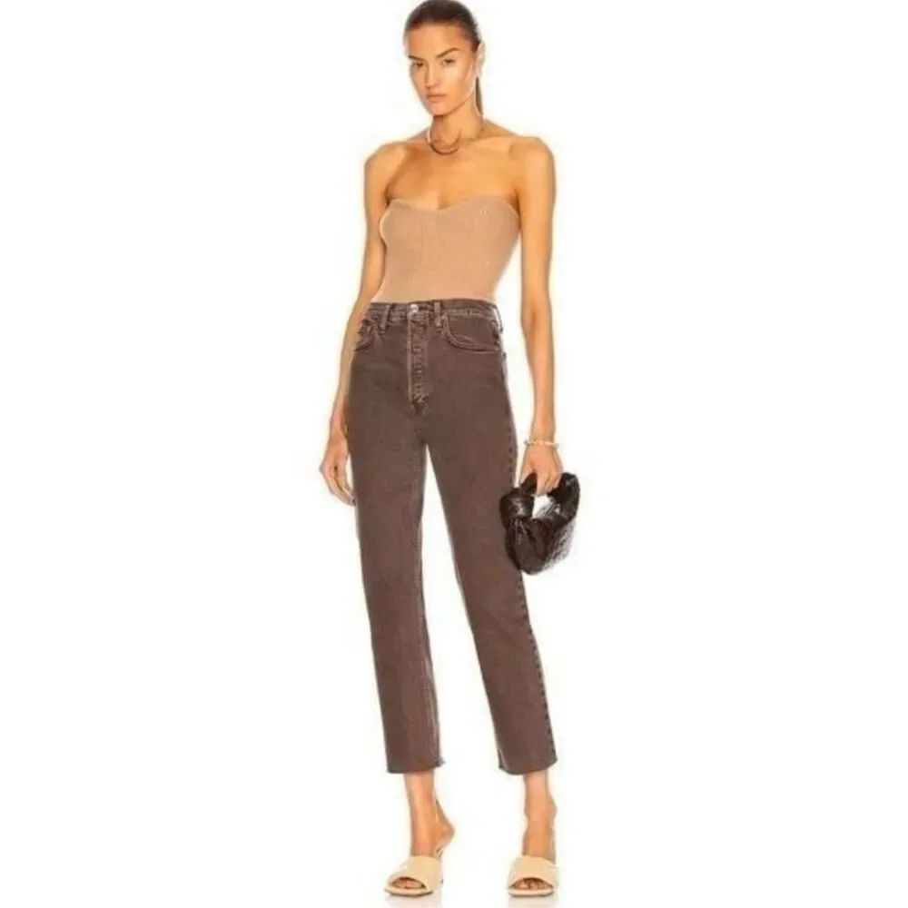 $265 RE/DONE NWT 70s Ultra High-Rise Straight Jeans in Washed Chocolate